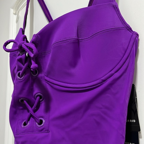Torrid Purple lace-up underwire swimsuit - Picture 2 of 7